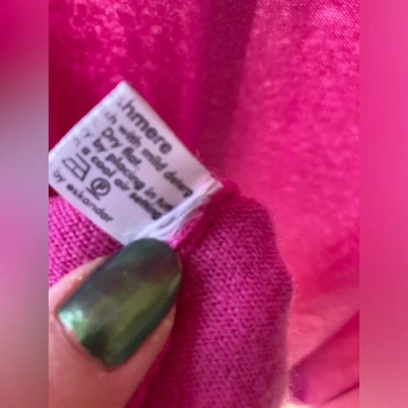 Eskandar 2X 3X 100% Cashmere lipstick pink kimono cardigan sweater - Picture 3 of 6